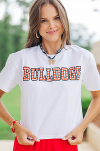 My Team Red Gingham Bulldogs Applique Tee