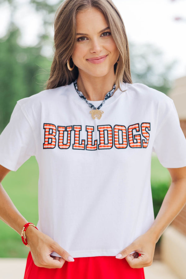 My Team Red Gingham Bulldogs Applique Tee
