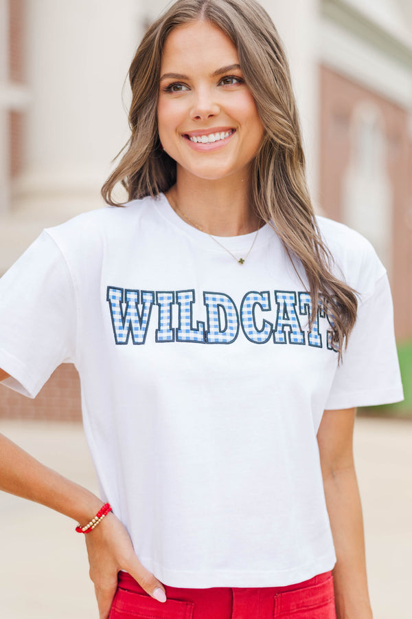 My Team Royal Blue Gingham Wildcats Applique Tee
