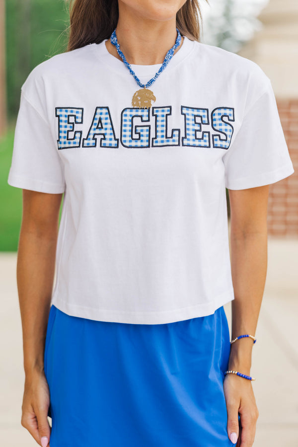 My Team Royal Blue Gingham Eagles Applique Tee