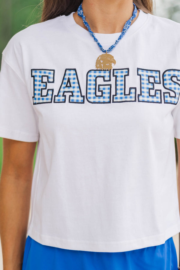 My Team Royal Blue Gingham Eagles Applique Tee