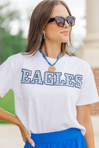 My Team Royal Blue Gingham Eagles Applique Tee