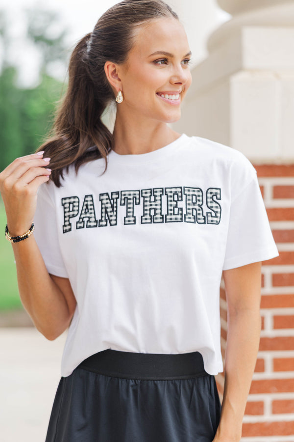 My Team Black Gingham Panthers Applique Tee