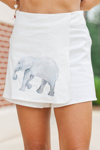 The Right Move White Elephant Wrap Skort