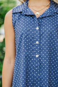 Fits Right In Navy Polka Dot Dress