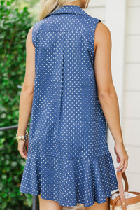 Fits Right In Navy Polka Dot Dress