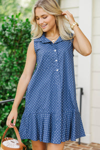 Fits Right In Navy Polka Dot Dress