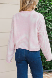 Fun Detail Pink Striped Cardigan