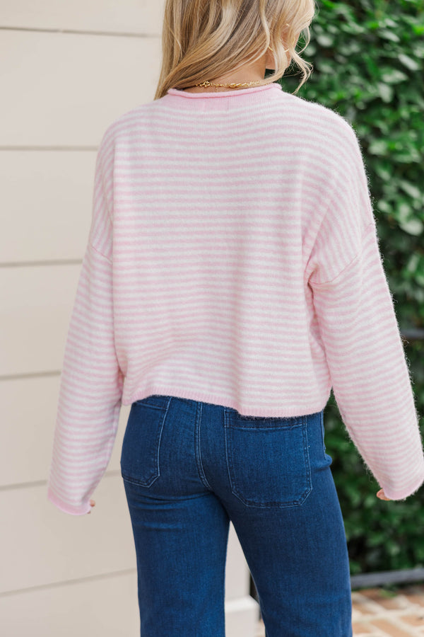 Fun Detail Pink Striped Cardigan