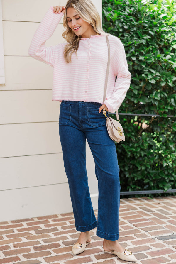 Fun Detail Pink Striped Cardigan