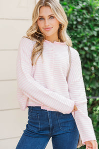 Fun Detail Pink Striped Cardigan