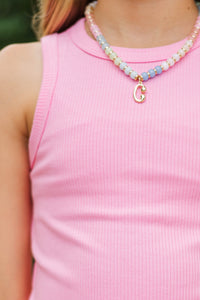 Girls: Catch Me If You Can Pink Ribbed Tank