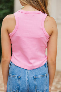Girls: Catch Me If You Can Pink Ribbed Tank