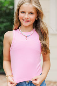 Girls: Catch Me If You Can Pink Ribbed Tank