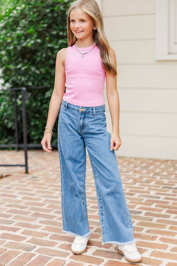 Girls: Catch Me If You Can Pink Ribbed Tank