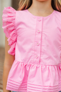 Girls: The Smile On My Face Pink Babydoll Scalloped Blouse