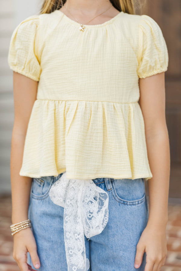 Girls: Within Reach Yellow Tie Back Babydoll Top