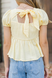 Girls: Within Reach Yellow Tie Back Babydoll Top