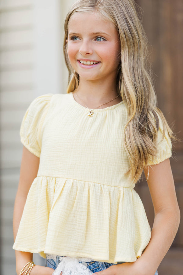 Girls: Within Reach Yellow Tie Back Babydoll Top