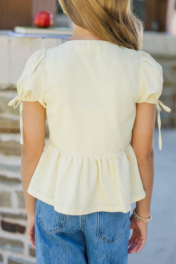 Girls: The Oaklynn Yellow Blouse