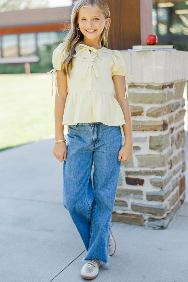 Girls: The Oaklynn Yellow Blouse
