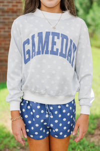 Girls: Best Friends Forever Navy Polka Dot Reversible Sweatshirt