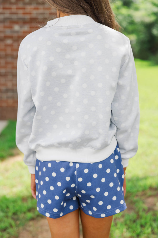 Girls: Best Friends Forever Navy Polka Dot Reversible Sweatshirt
