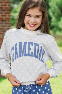 Girls: Best Friends Forever Navy Polka Dot Reversible Sweatshirt