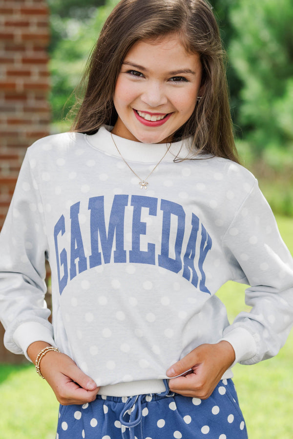 Girls: Best Friends Forever Navy Polka Dot Reversible Sweatshirt