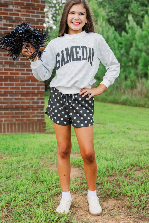 Girls: Good Influence Black Polka Dot Shorts