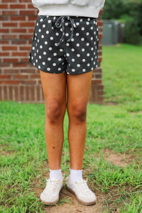 Girls: Good Influence Black Polka Dot Shorts