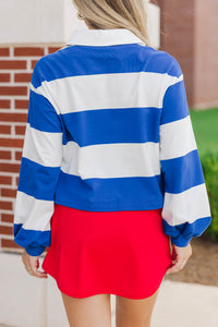 The Proper Royal Blue Rugby Striped Polo