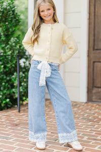 Girls: Ready To Rule Light Blue Belted Wide Leg Jeans
