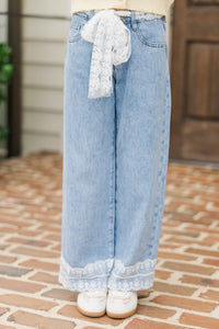 Girls: Ready To Rule Light Blue Belted Wide Leg Jeans