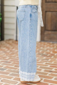 Girls: Ready To Rule Light Blue Belted Wide Leg Jeans