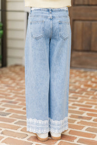 Girls: Ready To Rule Light Blue Belted Wide Leg Jeans