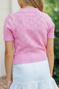 Girls: Oh So Fancy Pink Bow Knit Sweater