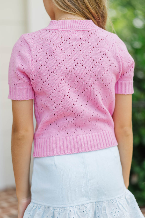 Girls: Oh So Fancy Pink Bow Knit Sweater