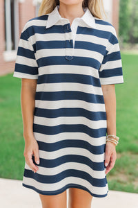 Always Close Navy Stripe Dress