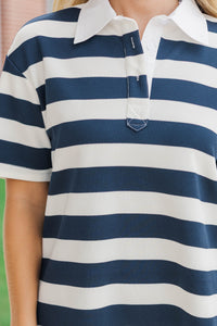 Always Close Navy Stripe Dress