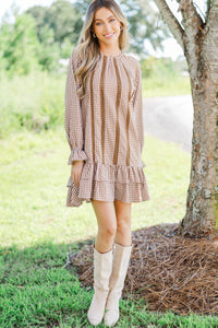 Café Society Brown Gingham Dress