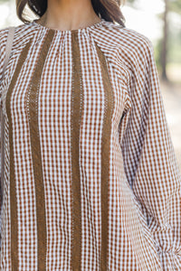 Café Society Brown Gingham Dress