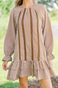 Café Society Brown Gingham Dress