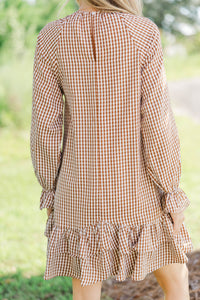 Café Society Brown Gingham Dress