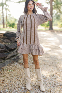 Café Society Brown Gingham Dress