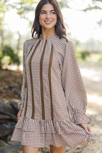 Café Society Brown Gingham Dress