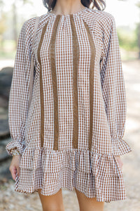Café Society Brown Gingham Dress