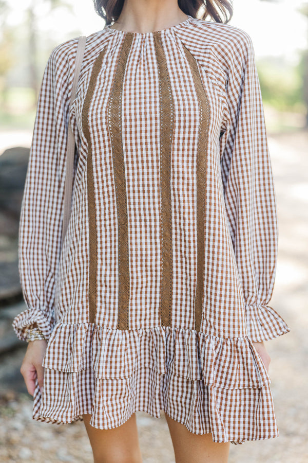 Café Society Brown Gingham Dress