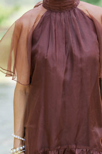 Layers Of Love Brown Organza Dress