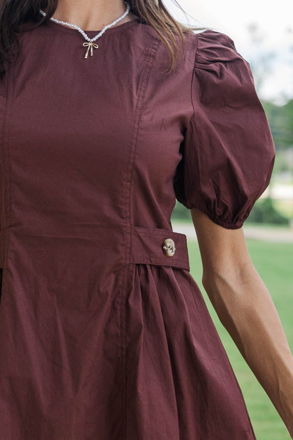 Perfectly Cinched Brown Colorblock Dress